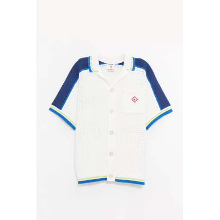 CASABLANCA WHITE BLUE CROCHET SHIRT